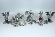 Vintage Tudor Mint/Pewter Statues Joblot Bundle: Dragons, Unicorns + Castle
