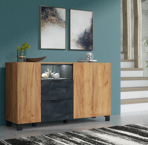 Sideboard cabinet oak black - oak, &