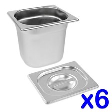 STAINLESS STEEL FOOD PANS 6x