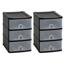 2 x Plastic 3 Drawers Storage