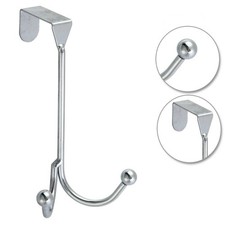 Over The Door Double Chrome Hook Towel Coat Bathroom Hanger Bedroom Clothes Rack