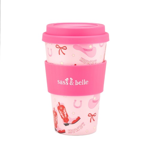 Pink travel cup cowboy boots - pink,