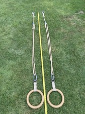 Vintage Old School Gymnasium Rope with Wooden Rings - Garden Project Tree House