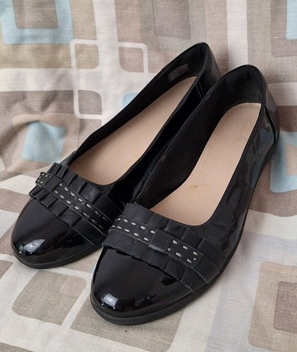 Clarks black patent - patent, faux
