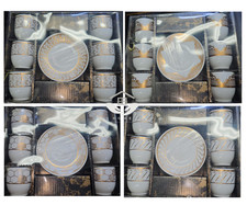 Turkish Arabic Glass Cups For Kahwa Shai Tea Set of 6 White Gold Xmas Gift