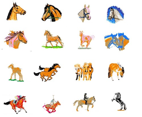 Horses embroidery machine - horses,