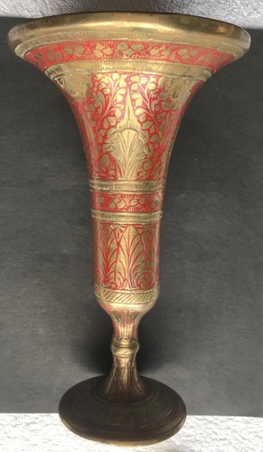 Vintage brass trumpet vase - vintage,
