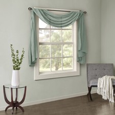 Madison Park Harper Solid Crushed Window Scarf Sheer for Draping Curtain Deco