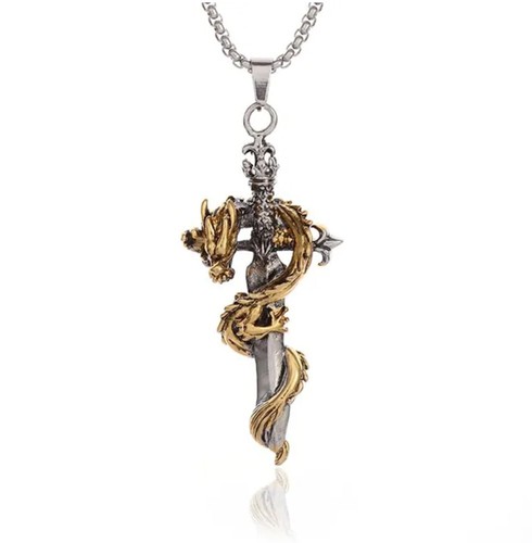 Medieval dragon sword pendant - dragon,