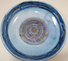 Vintage Mid Century LAMORNA Cornish Studio Pottery Blue Glazed Dish.