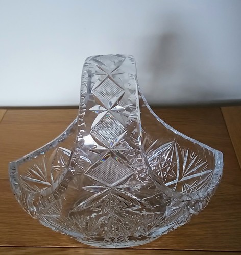 Vintage lead crystal basket - vintage,