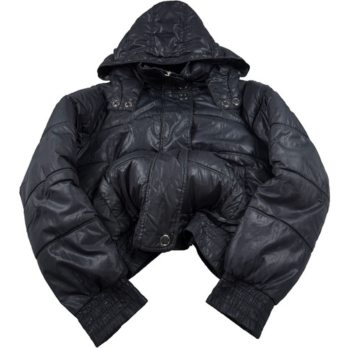 Black glossy puffer jacket - glossy,