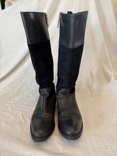 Tommy Hilfiger Navy Leather Suede Knee High Boots EU 38 UK 5 Zip Logo