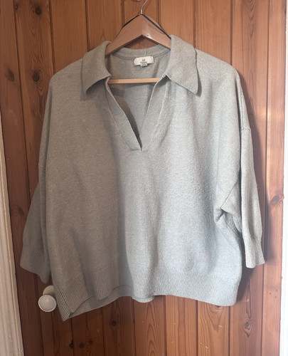Grey tight knit collared - grey, tight-knit