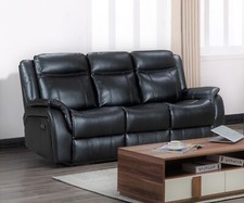 Black Leather Gel 3 Seater