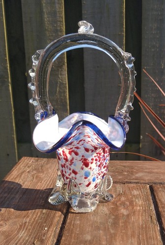 Vintage glass basket - vintage, vase