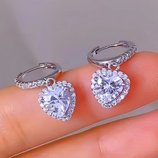 925 Sterling Silver Heart Hoop
