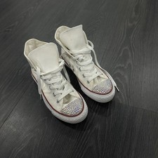 White Hi Converse With Custom Crystal/Rhinestone Front