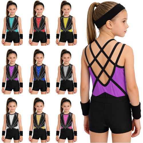 Girls sparkly leotards cycling - girls,