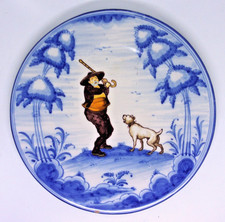 VINTAGE SPANISH  LARGE TALAVERA De La Rena POTTERY WALL PLATE Hand Painted 27 cm