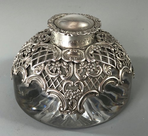 Victorian silver inkwell - victorian,
