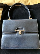 Vintage Gucci 1950s Top Handled Bag In Navy