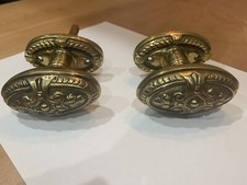 Victorian Brass & Bronze Door Knobs Handles Plates Old Oval Antique Vintage