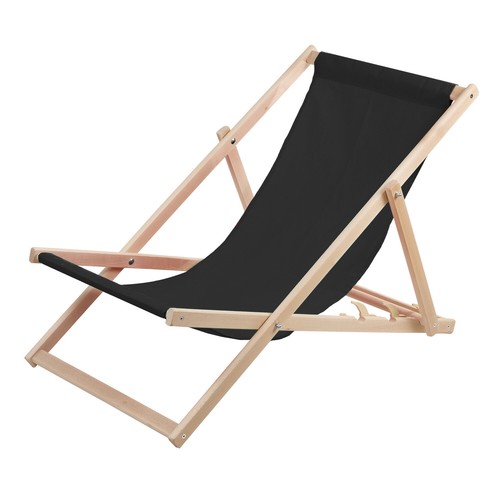 Beach deck chair wooden black - chair,