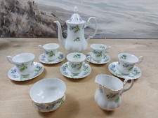 Richmond "Blue Poppy" Bone China Tea Set 5 x Cup saucer, Teapot, Creamer, Sugar