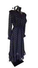 NEXT BEAUTIFUL MIDNIGHT NAVY BLUE & GOLD MIDI DRESS WITH FRILL DETAIL SIZE 10