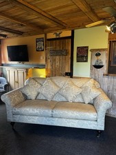 Wesley & Barrell Exceptional Quality 3 Seater Sofa On Mahogany & Brass Castors