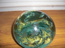 GLASS DUMP PAPERWEIGHT BUBBLES LIGHT GREEN VICTORIAN