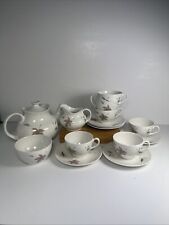 Royal Doulton Tumbling Leaves Tea Set - Teapot, Jug, Sugar Bowl, 6x Cup & Saucer