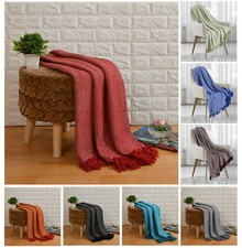 Large & XL 100% Cotton Woven Herringbone Fringed Sofa Blanket Chair Bed Throws
