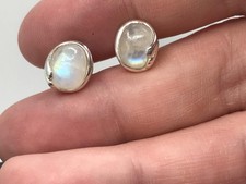 Rainbow moonstone oval stud