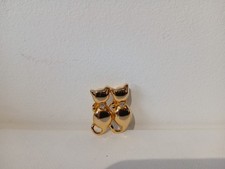 Marks and Spencer gold tone two cats and clear stones brooch