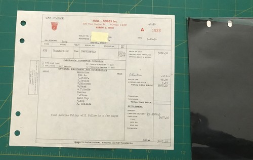 1956 ford thunderbird - 1956, invoice