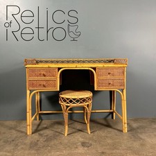 Mid Century Angraves Of Leicester Dressing Table/Desk & Stool Bamboo Cane Rattan