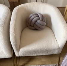 Pair of Ivory Tub Chairs with Gold Metal Legs Modern Accent Chairs –£50