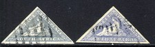SOUTH AFRICA King George V 1926 4d. Triangular Set Imperforate SG 33 & 33a VFU