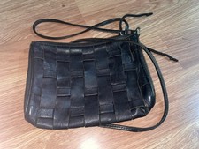 Topshop Womens UK Size 20x15cm Black Leather Shoulder Bag (VG COND)