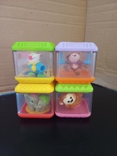 4 Fisher Price Peek A Boo Blocks Sensory Activity Toy Cubes Baby Toddler Animals