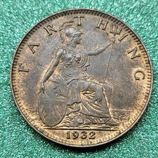 1932 George V Farthing Coin In