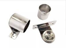 2 Silver Curtain Rod Recess Brackets 25mm Pole Support Brackets Sockets End Fix