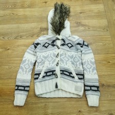 Superdry Knitwear Edition Hoodie Chunky Knit Fair Isle Jumper Womens S Small