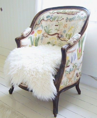 Chair fur cushion white faux - chair,