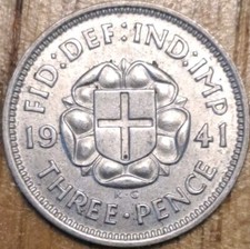 1941 Silver Threepence 3d -