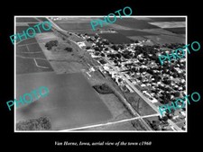 OLD LARGE HISTORIC PHOTO VAN HORN IOWA AERIAL VIEW OF THE TOWN c1960