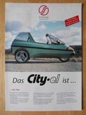 CITY-EL Electric Microcar Trike 1997 German Mkt Leaflet Brochure - City Com 