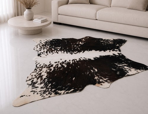 Genuine brown white - white, cowhide